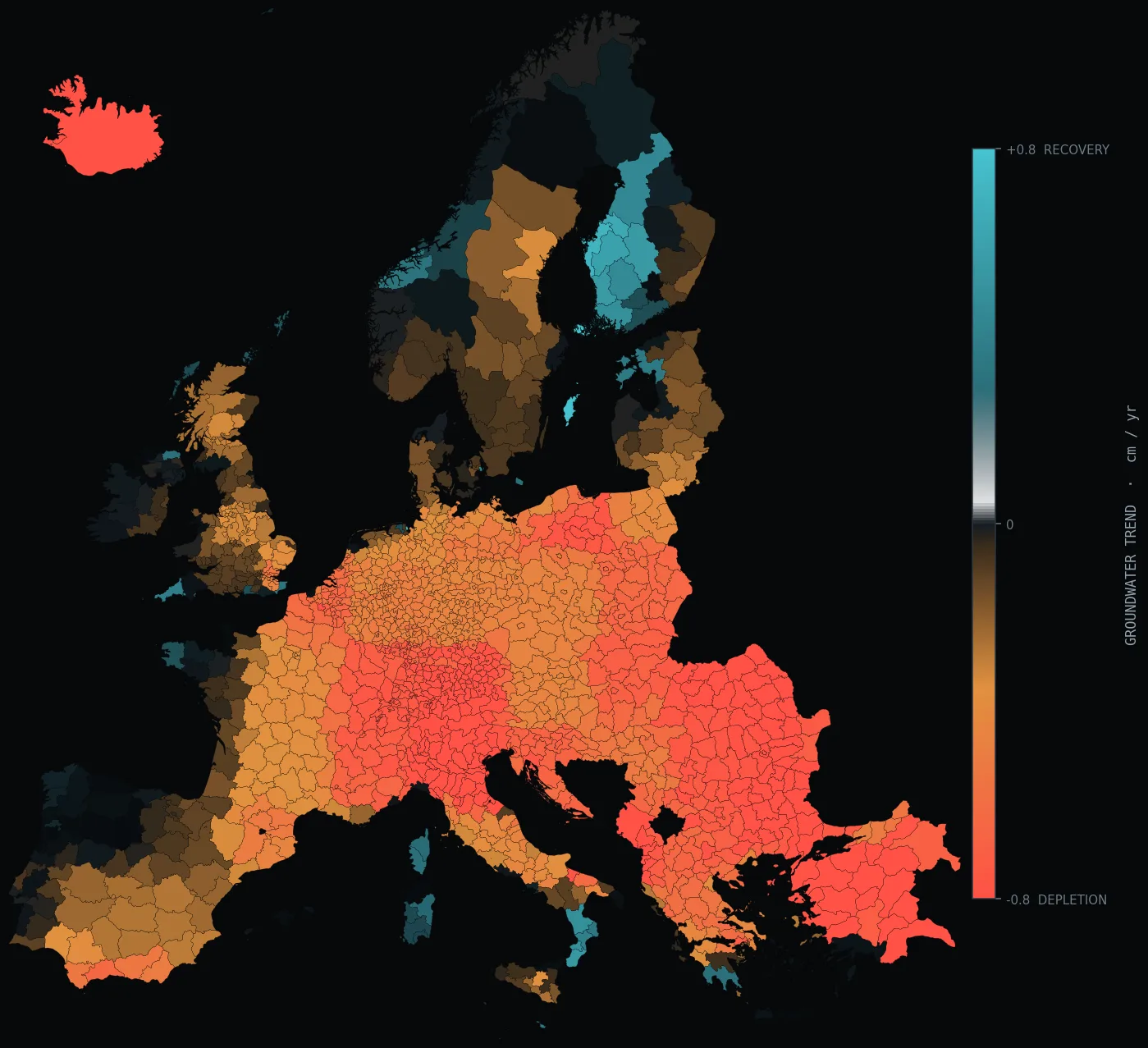Trend wod podziemnych w Europie z grawimetrii satelitarnej